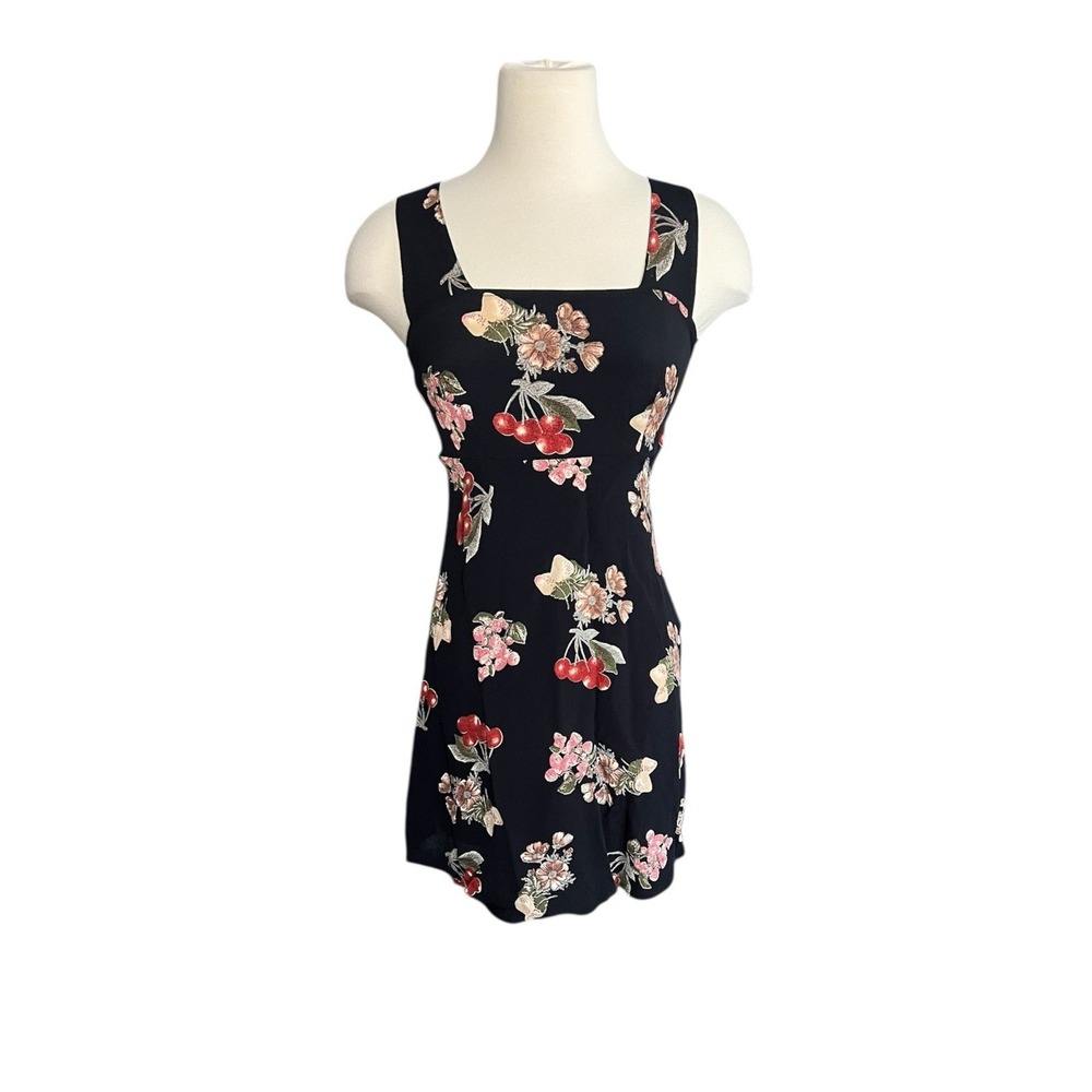 VTG NYC LOVE Cherry Mini Dress Sleeveless Babydoll Slip HOCO Coquette Whimsigoth